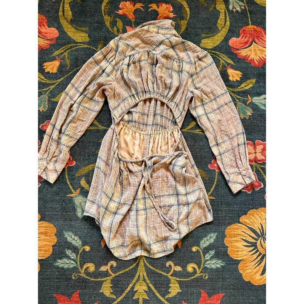 NWT Free People Elai Plaid Shirt Dress Size Medium - Picture 5 of 7